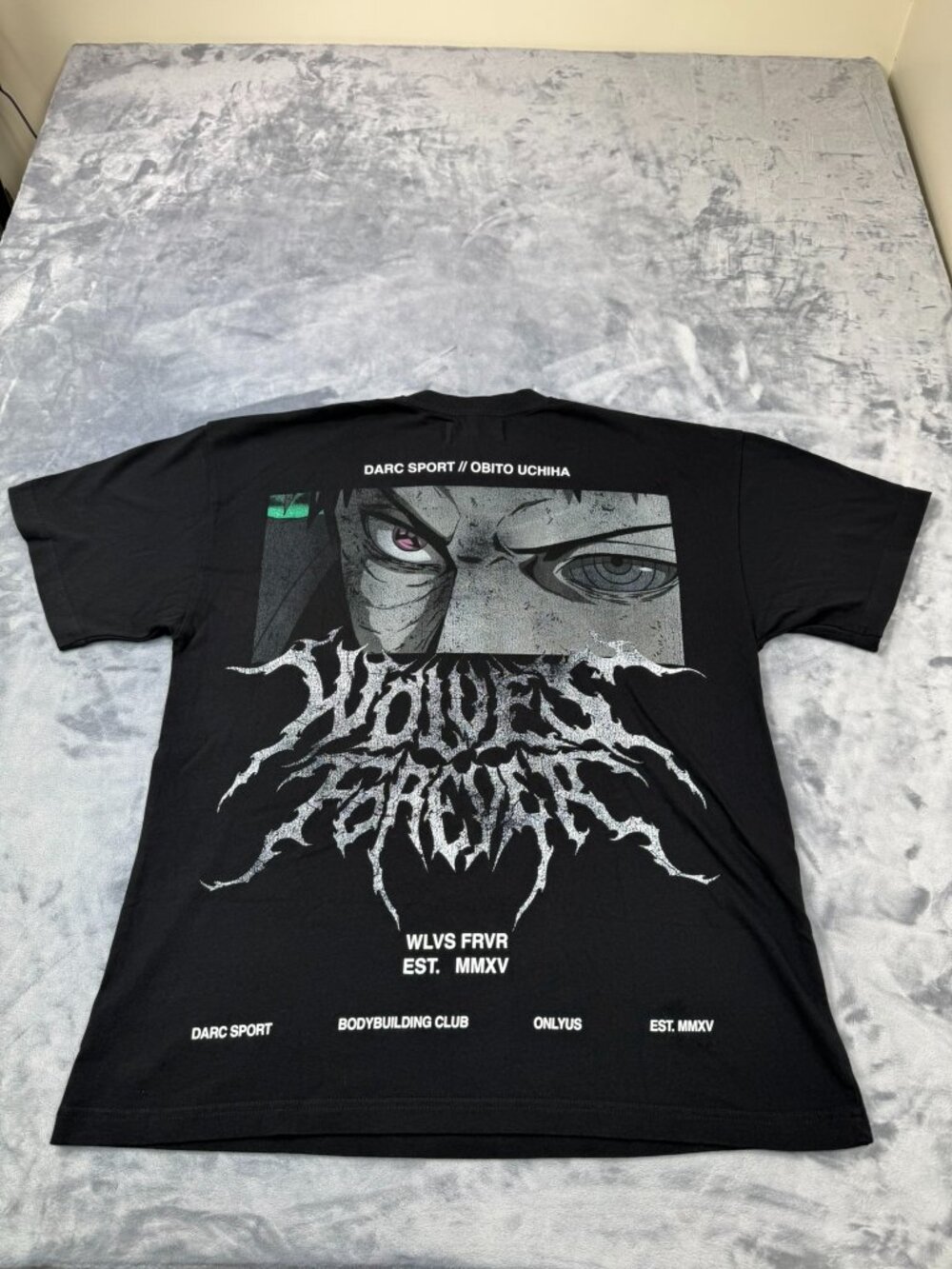Darc Sport Men's Naruto Obito Uchiha Wolves Forever T-Shirt Black M